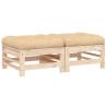 Garden Footstools with Cushions - Solid Pine Wood Set