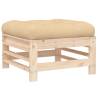 Garden Footstools with Cushions - Solid Pine Wood Set