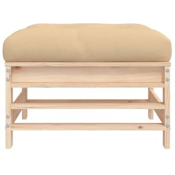 Garden Footstools with Cushions - Solid Pine Wood Set