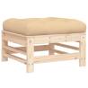 Garden Footstools with Cushions - Solid Pine Wood Set