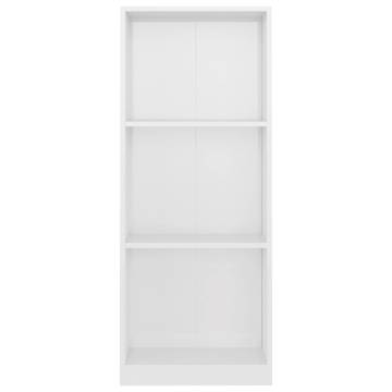 3-Tier High Gloss White Book Cabinet - Modern Design | Hipomarket