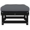 Garden Footstools with Cushions - 2pcs Black Solid Pine