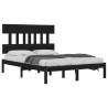 Black Solid Wood Bed Frame 135x190 cm - Stylish & Sturdy