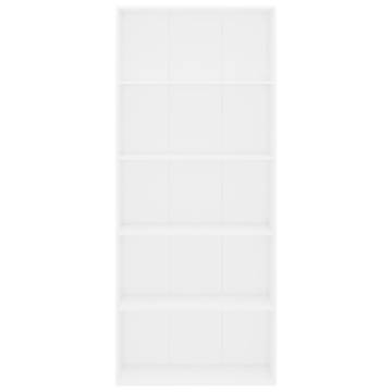 Stylish 5-Tier Book Cabinet in White - 80x30x189 cm