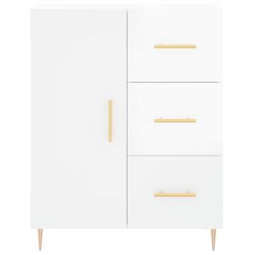 Stylish Highboard High Gloss White - 69.5x34x180 cm