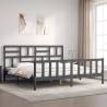 Bed Frame with Headboard Grey 200x200 cm Solid Wood Colour grey Size 200 x 200 cm 