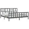 Grey Bed Frame with Headboard | Solid Wood 200x200 cm | HipoMarket