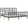 Grey Bed Frame with Headboard | Solid Wood 200x200 cm | HipoMarket