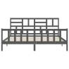 Grey Bed Frame with Headboard | Solid Wood 200x200 cm | HipoMarket