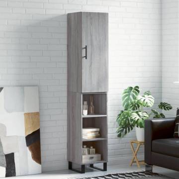 Stylish Highboard Grey Sonoma - 34.5x34x180 cm | HipoMarket