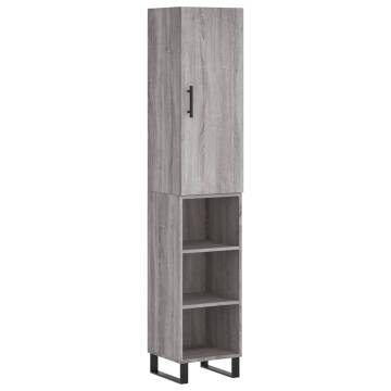 Stylish Highboard Grey Sonoma - 34.5x34x180 cm | HipoMarket