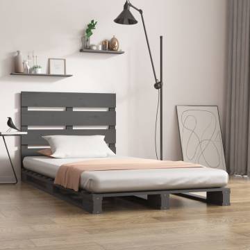 Grey Bed Frame 100x200 cm - Solid Pine Wood | HipoMarket