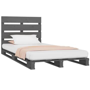 Grey Bed Frame 100x200 cm - Solid Pine Wood | HipoMarket