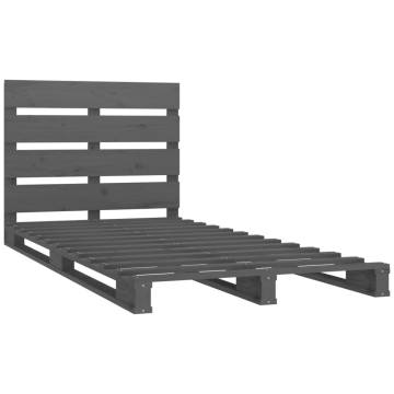 Grey Bed Frame 100x200 cm - Solid Pine Wood | HipoMarket