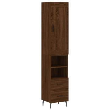 Stylish Highboard Brown Oak - 34.5x34x180 cm Engineered Wood