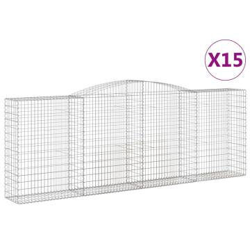 Arched Gabion Baskets 15 pcs Galvanised Iron | Hipomarket