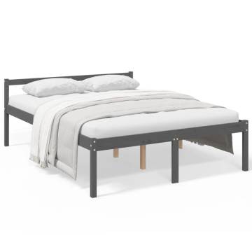 Grey King Size Bed Frame 150x200 cm - Solid Pine Wood