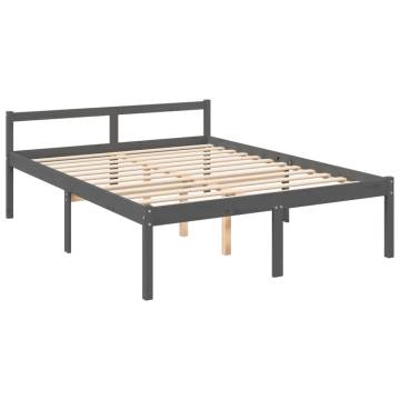 Grey King Size Bed Frame 150x200 cm - Solid Pine Wood