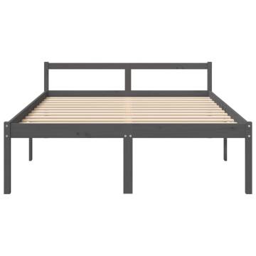 Grey King Size Bed Frame 150x200 cm - Solid Pine Wood