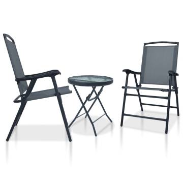 3 Piece Bistro Set Grey Steel - Stylish Garden Furniture