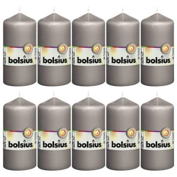 Bolsius Pillar Candles - 10 pcs Warm Grey | HipoMarket