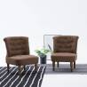 Elegant French Chairs Set - 2pcs Brown Fabric | Hipomarket