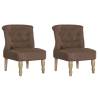 Elegant French Chairs Set - 2pcs Brown Fabric | Hipomarket