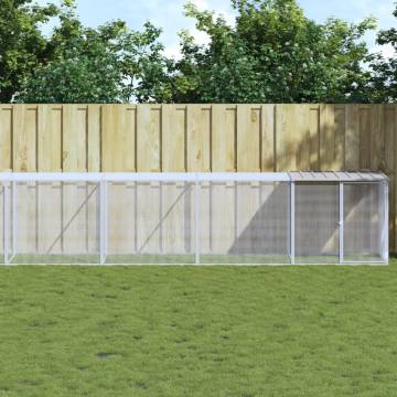 Light Grey Chicken Cage with Roof - Galvanised Steel 803x98x90 cm