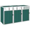 Triple Garbage Bin Shed Green 213x81x121 cm Steel Colour green Size 3 bins Number of bins 1 