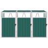 Triple Garbage Bin Shed Green 213x81x121 cm Steel | HipoMarket