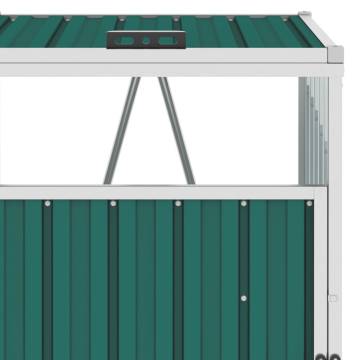 Triple Garbage Bin Shed Green 213x81x121 cm Steel | HipoMarket