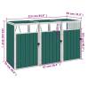 Triple Garbage Bin Shed Green 213x81x121 cm Steel | HipoMarket