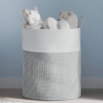 Stylish Grey & White Storage Basket | Ø38x46 cm Cotton