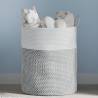 Storage Basket Grey and White Ø38x46 cm Cotton Colour grey Size 38 x 46 cm 