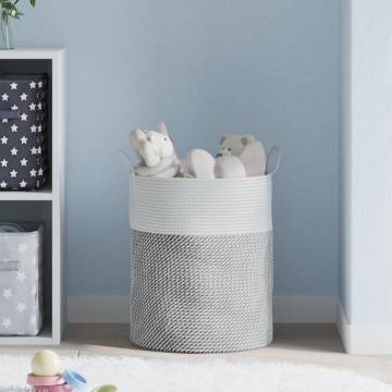 Stylish Grey & White Storage Basket | Ø38x46 cm Cotton