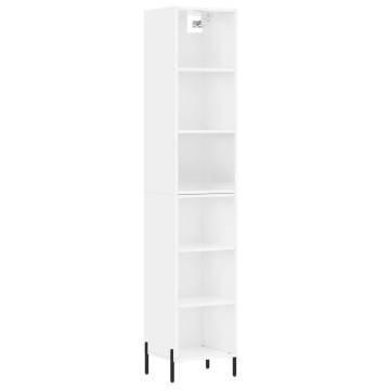 Stylish Highboard in High Gloss White | 34.5x32.5x180 cm