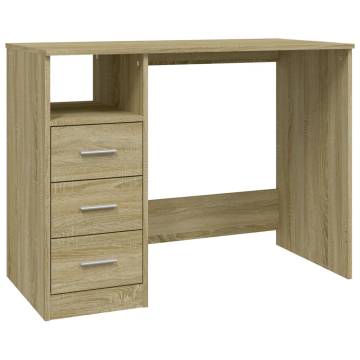 Modern Desk with Drawers - Sonoma Oak | Hipomarket UK