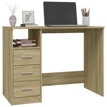 Modern Desk with Drawers - Sonoma Oak | Hipomarket UK