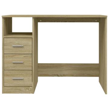 Modern Desk with Drawers - Sonoma Oak | Hipomarket UK