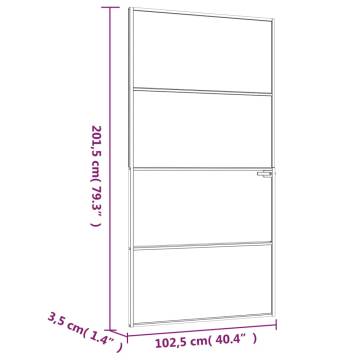 Interior Door White 102x201.5 cm - Tempered Glass & Aluminium