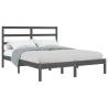 Grey Solid Wood King Size Bed Frame (150x200 cm) - Hipo Market