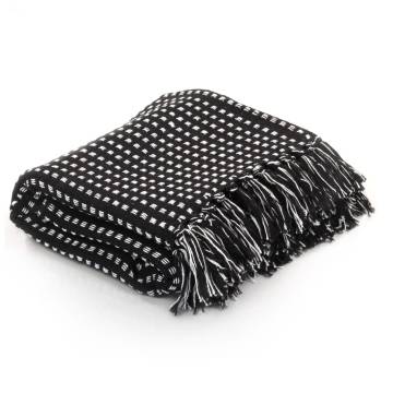 Elegant Black Cotton Throw Squares 125x150 cm | Hipo Market