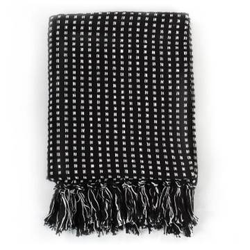 Elegant Black Cotton Throw Squares 125x150 cm | Hipo Market