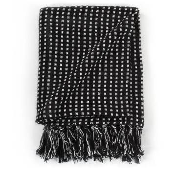 Elegant Black Cotton Throw Squares 125x150 cm | Hipo Market