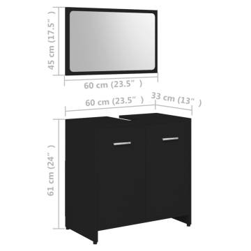 3 Piece Black Bathroom Furniture Set - Stylish & Functional