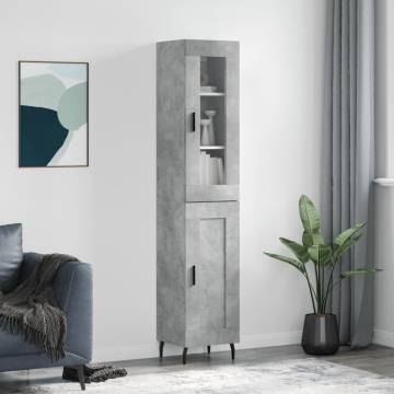 Stylish Highboard Concrete Grey - 34.5x34x180 cm | HipoMarket