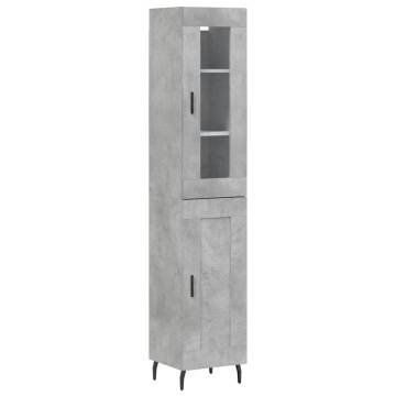 Stylish Highboard Concrete Grey - 34.5x34x180 cm | HipoMarket