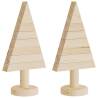 Wooden Christmas Trees for Deco - 2 pcs, 30 cm Solid Pine