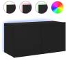 TV Wall Cabinet with LED Lights - Black 80x35x41 cm