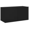 TV Wall Cabinet with LED Lights - Black 80x35x41 cm